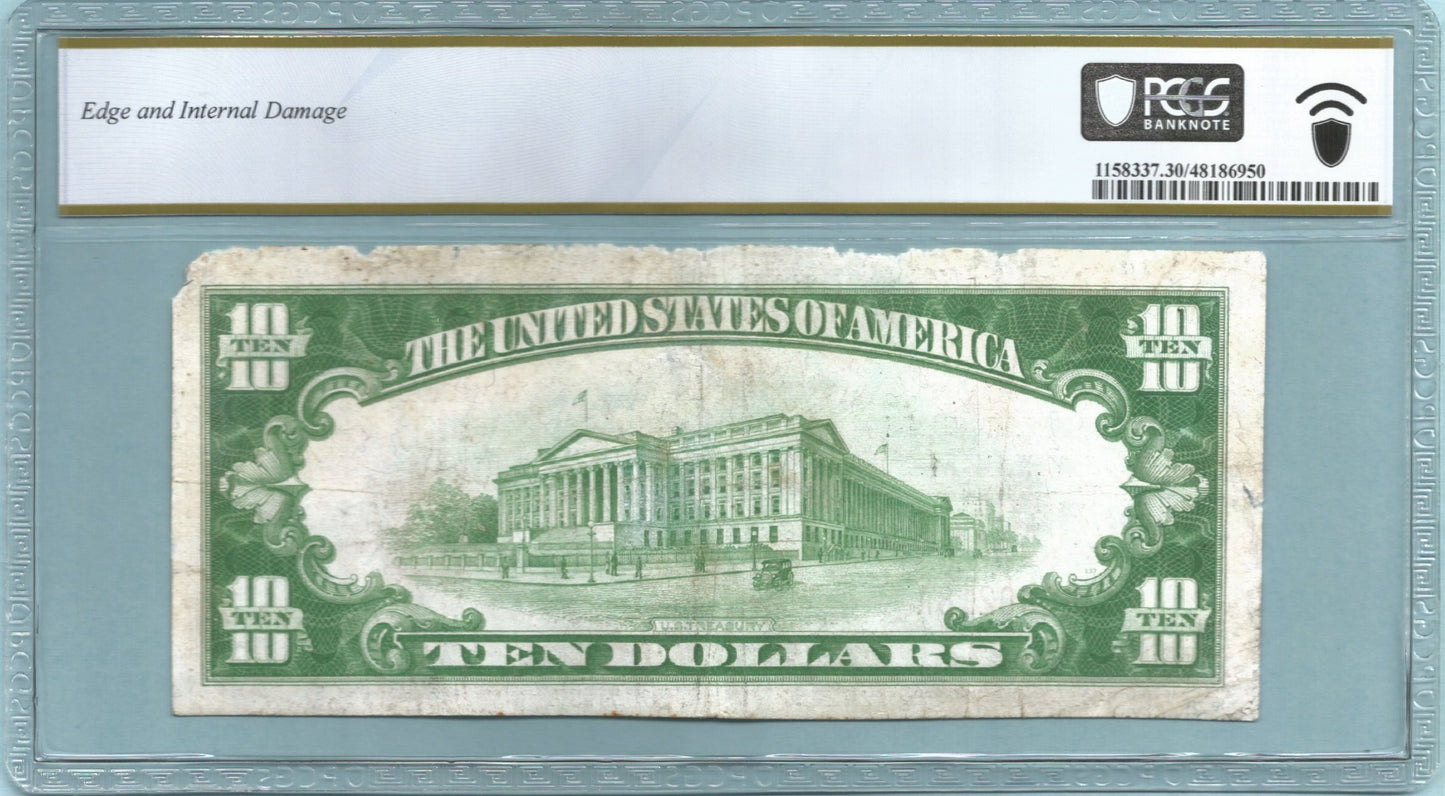 $10 National Currency 1929-T1 - Ch#6331 - Welcome NB, Welcome, MN - PCGS 30