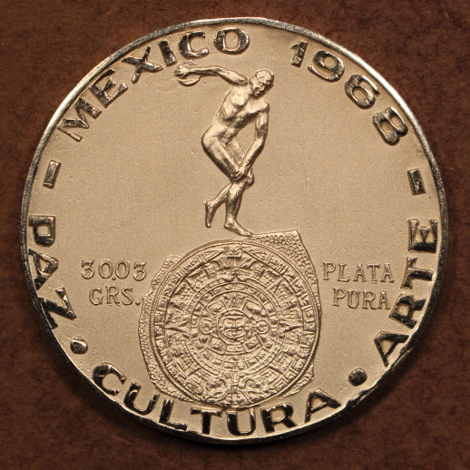 Mexico Medal 1968 Olympics Torch Runner - 41mm - 30.0g - Pure Silver