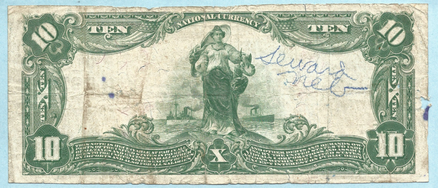 $10 National Currency 1902-PB - Ch#8811 - 1st NB, Utica, NE - VF