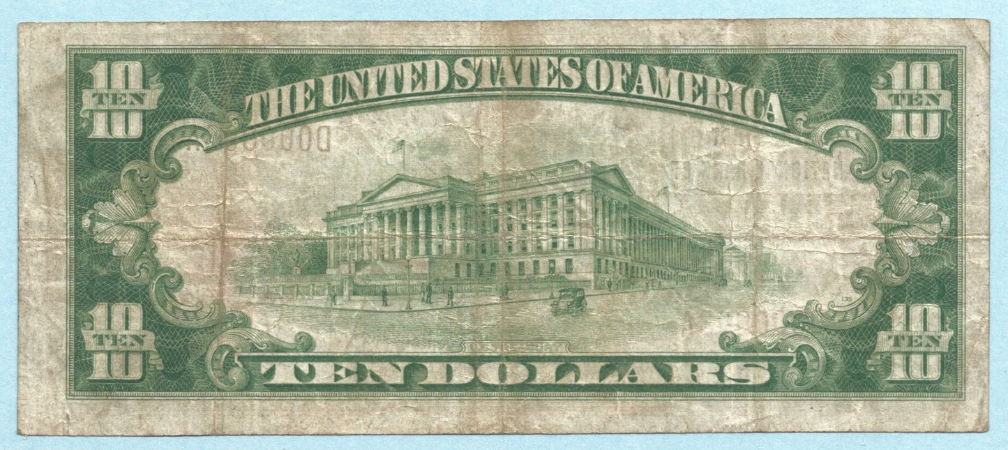 $10 National Currency 1929 - T1 - Ch#8382 - 1st NB, Belleville, NJ - VF+