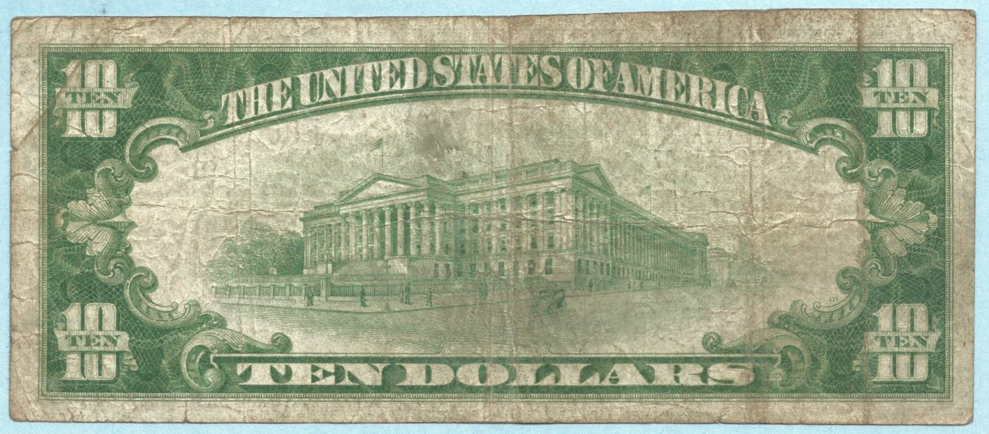 $10 National Currency 1929-T1 Ch#3168 - 1st National Bank, Cranbury, NJ - F+/VF