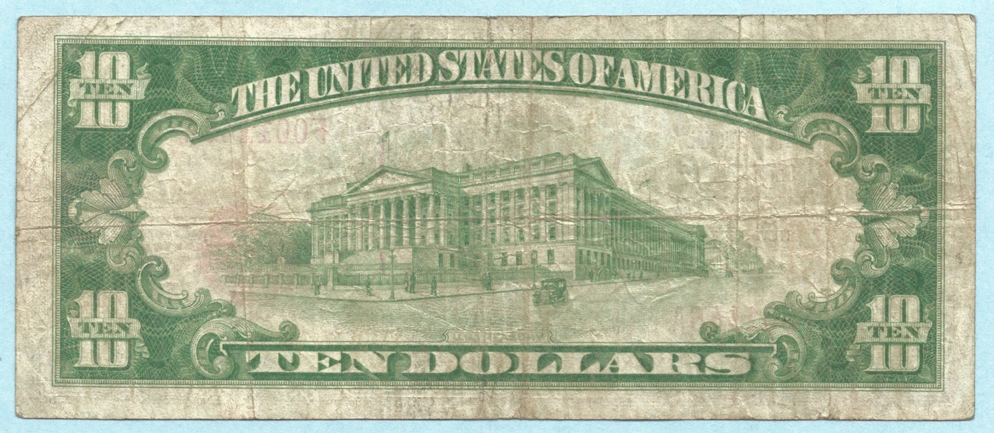 $10 National Currency 1929 T1 - Ch#1452 - National State Bank, Newark, NJ - VF