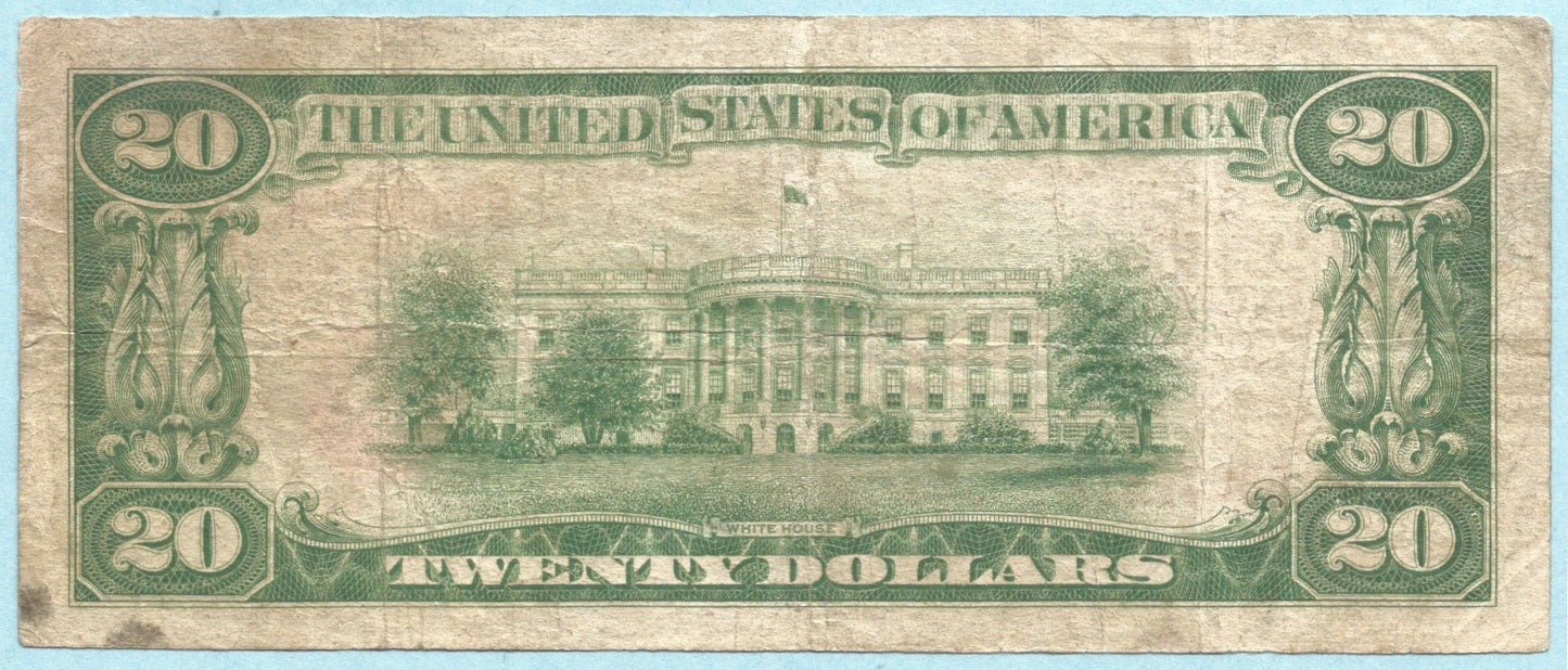 $20 National Currency 1929-T1 - Ch#12570 - Lincoln NB, Newark, NJ - VF/VF+