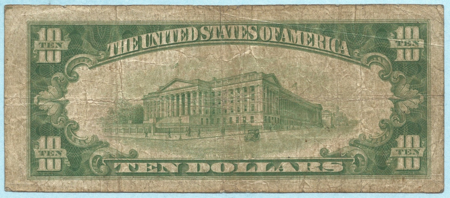 $10 National Currency 1929-T1 - Ch#2827 - 2nd NB & TC, Cortland, NY - F+/VF