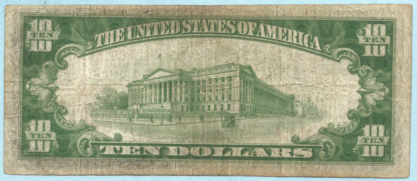 $10 National Currency 1929-T1 Ch#1212 National Mohawk River Bank, Fonda, NY - VF