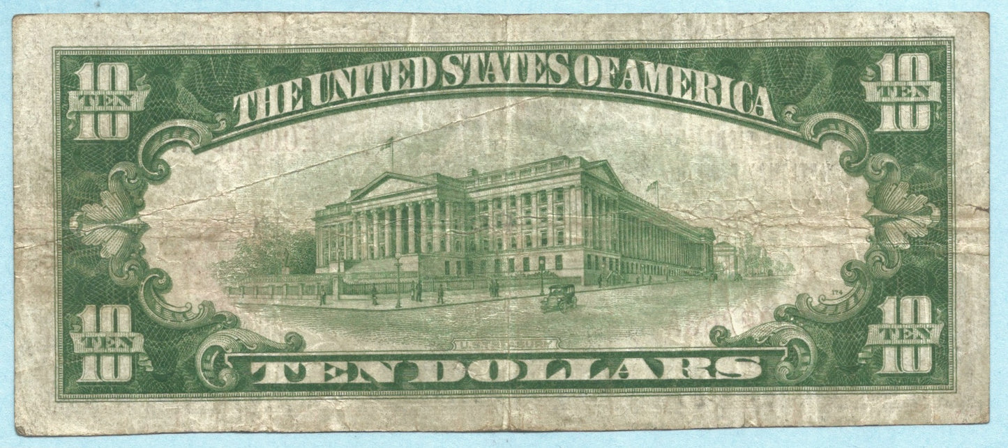 $10 National Currency 1929-T1 Ch#3183 - 1st National Bank, Herkimer, NY - VF+