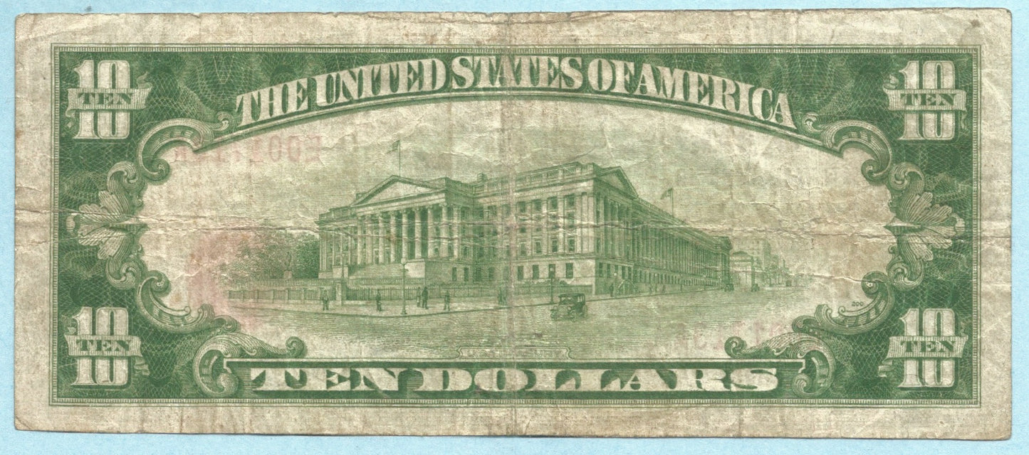 $10 National Currency 1929-T1 - Ch#13336 - Fort Greene NB, New York, NY - VF
