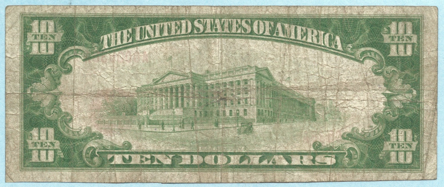 $10 National Currency 1929-T1 - Ch#10525 - 1st NB & TC, Tuckahoe, NY - F+