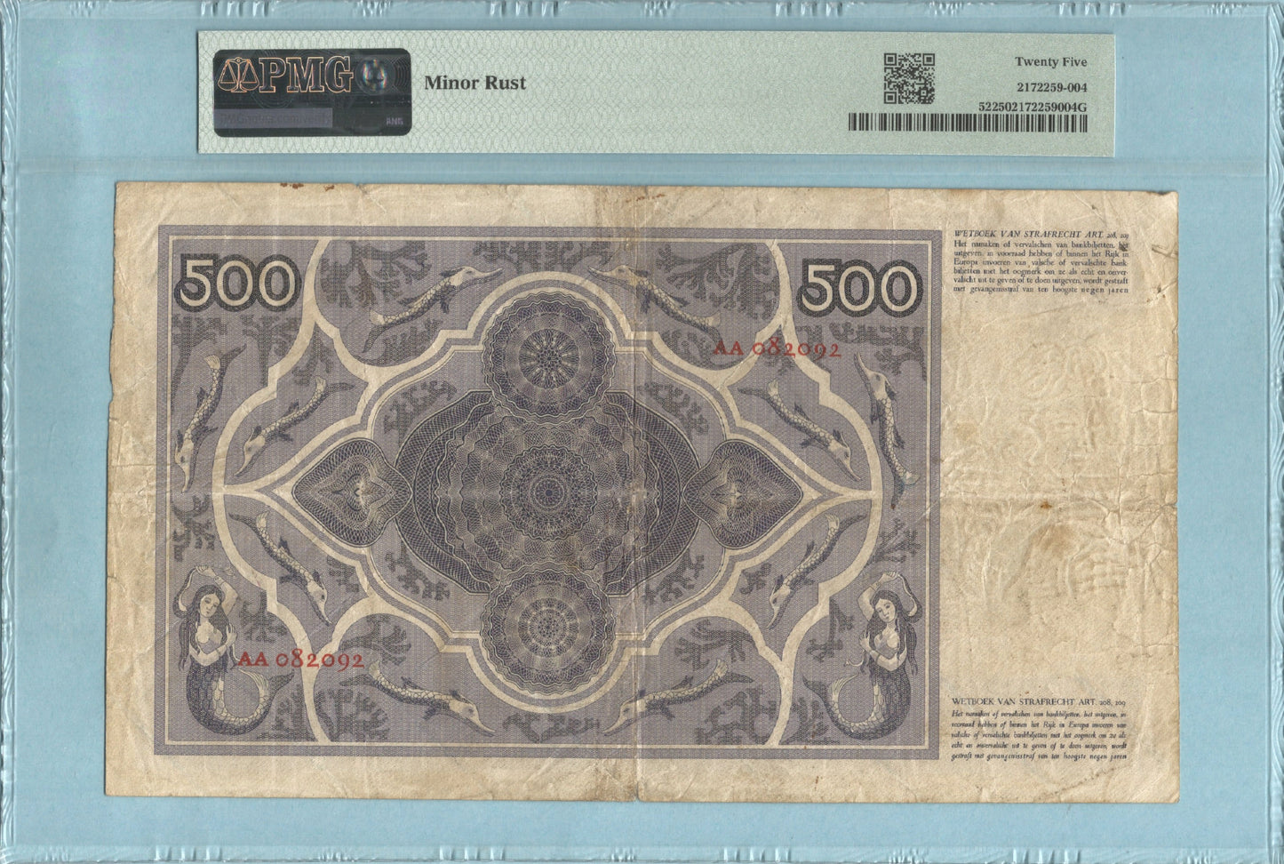 Netherlands 500 Gulden - 1930 - P#52 - PMG 25