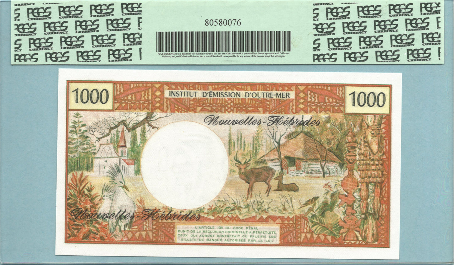 New Hebrides 1000 Francs - ND(1975) - P#20b - PCGS 66PPQ