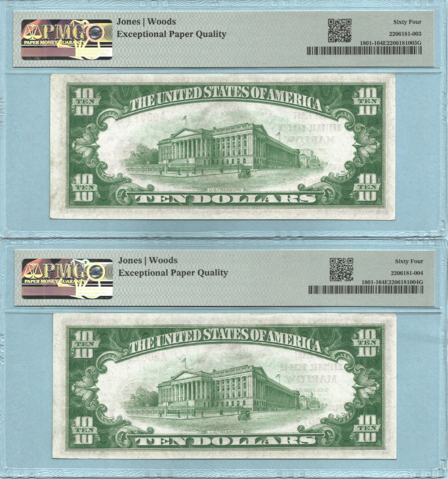 $10 National Currency - 1929-T1 - Ch#12129 - 1st NB, Marlow, OK - 6 Consecutive Notes