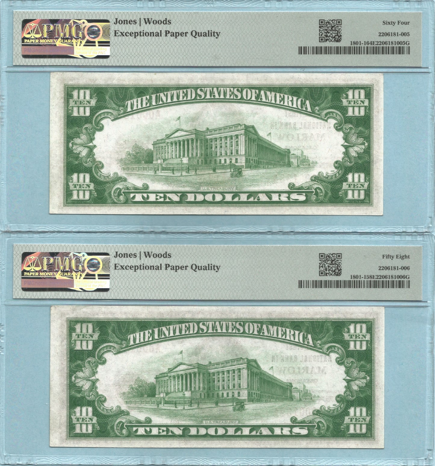 $10 National Currency - 1929-T1 - Ch#12129 - 1st NB, Marlow, OK - 6 Consecutive Notes