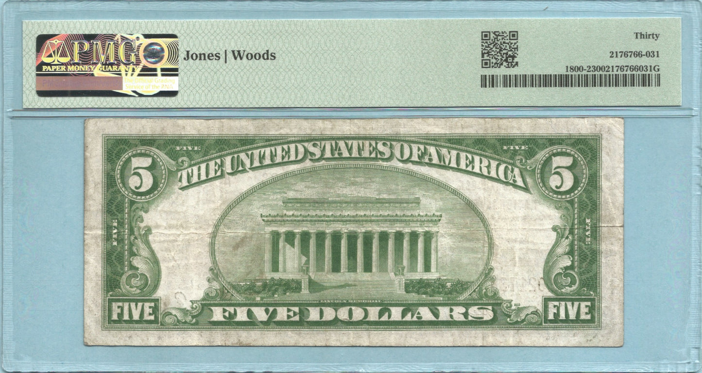 $5 National Currency 1929-T2 - Ch#2828 - Braddock NB, Braddock, PA - PMG 30