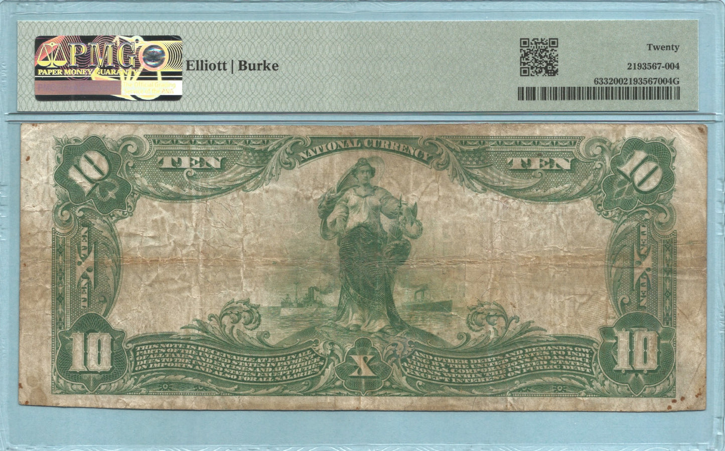 $10 National Currency 1902-PB - Ch#5729 - 1st NB, Natrona, PA - PMG 20