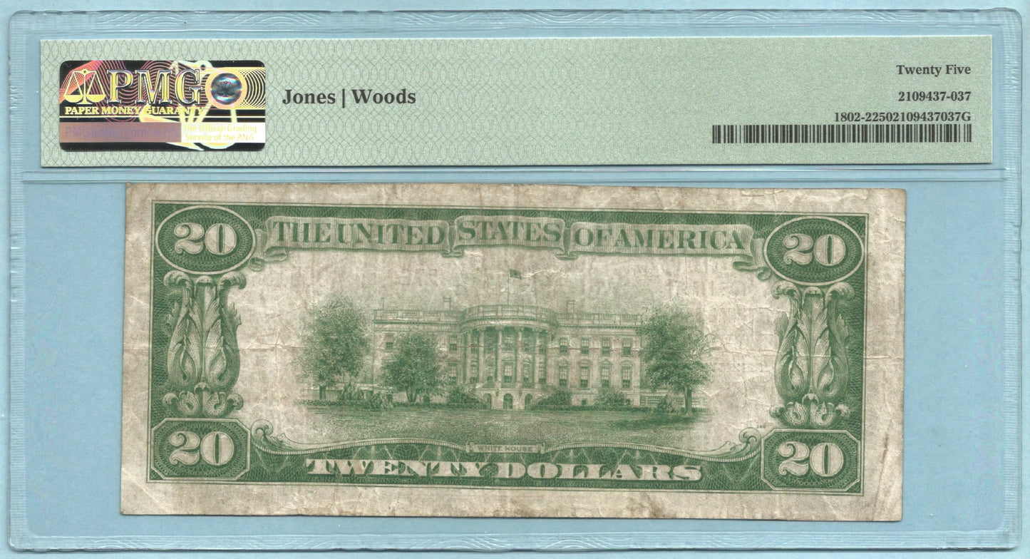 $20 National Currency 1929-T2 - Ch#5729 - 1st NB, Natrona, PA - PMG 25