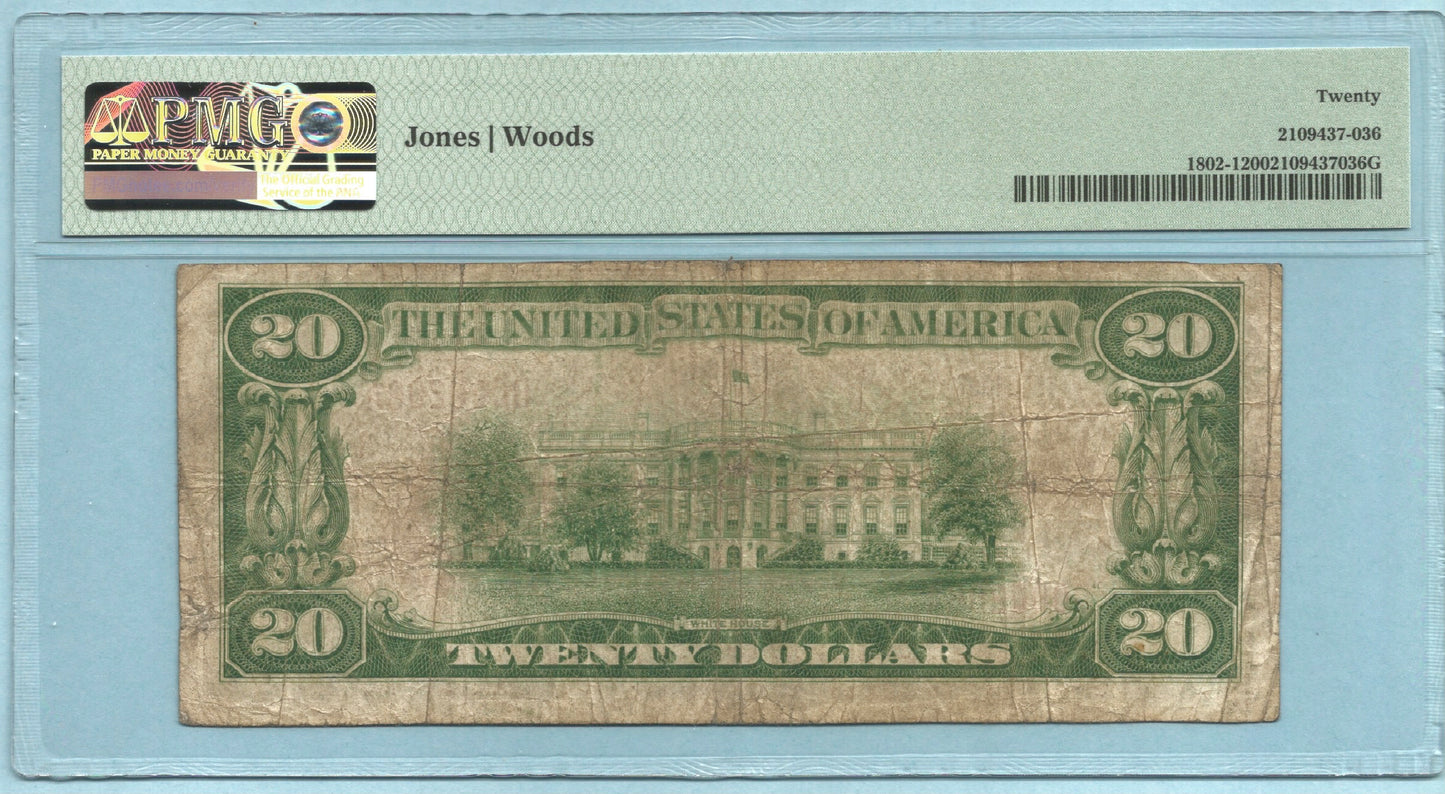 $20 National Currency 1929-T1 Ch#3877 - 1st NB, Port Allegheny, PA - PMG 20
