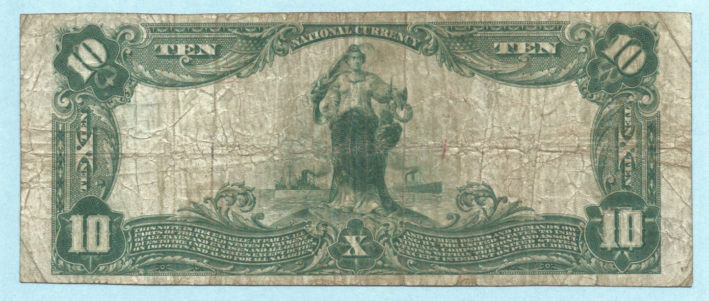$10 National Currency 1902 PB - Ch#5034 - 2nd NB, Uniontown, PA - F+