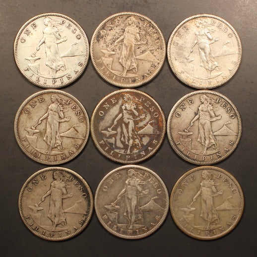Philippines Peso 1907-S(6) 1908-S(6) 1909(6) - 18pcs - Avg F-VF Details