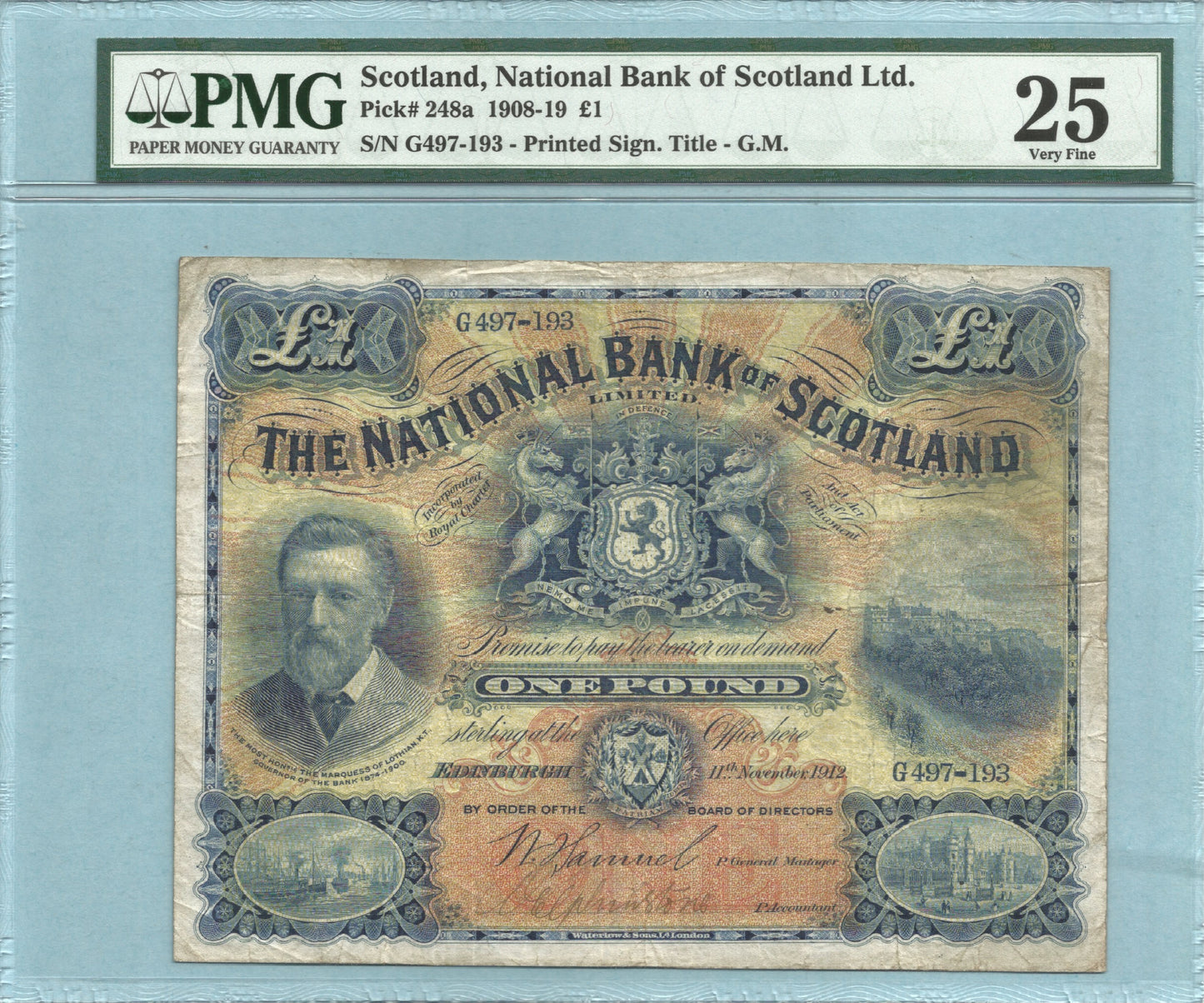 Scotland - National Bank Pound - 11.11.1912 - P#248a - PMG 25