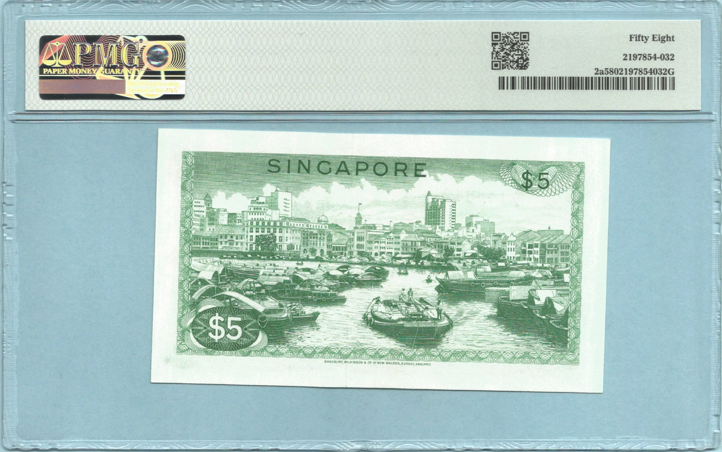 Singapore 5 Dollars - ND(1967-73) - P#2a - PMG 58