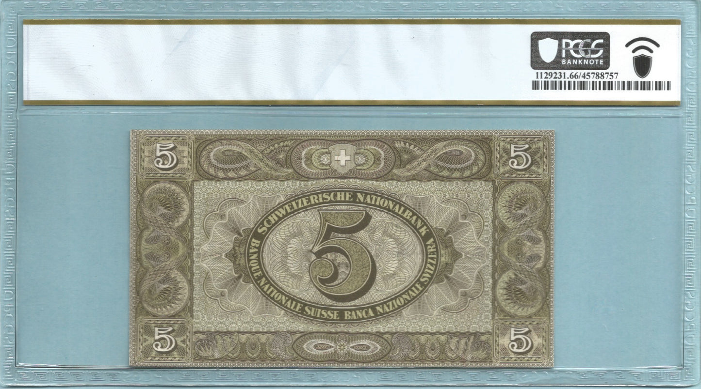 Switzerland 5 Franken - 2.12.1926 - P#11g - PCGS 66 PPQ