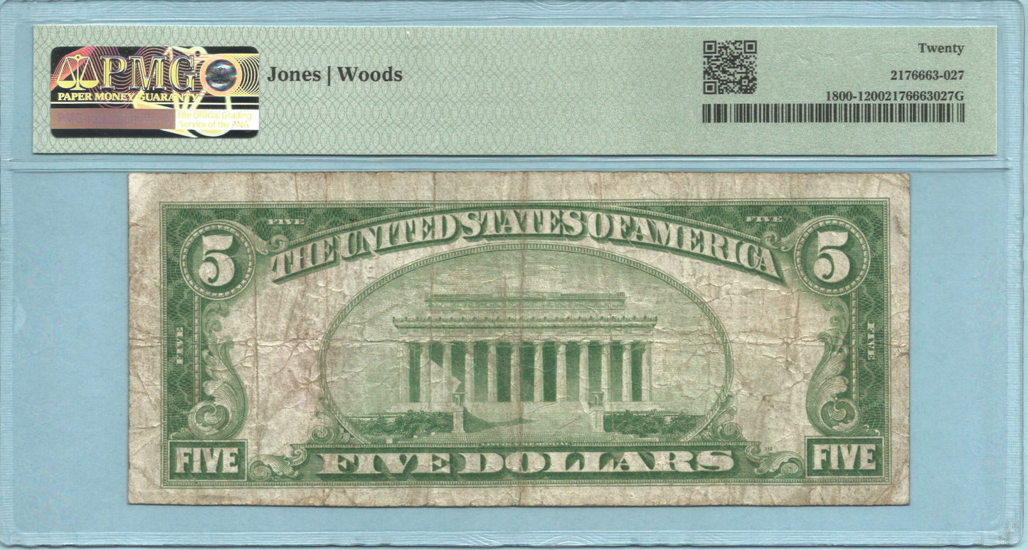 $5 National Currency 1929-T1 - Ch#10925 - 1st NB, Moab, UT - PMG 20