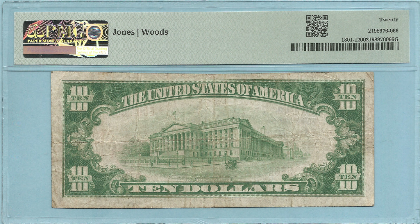 $10 National Currency 1929-T1 - Ch#2269 - Augusta NB, Staunton, VA - PMG 20