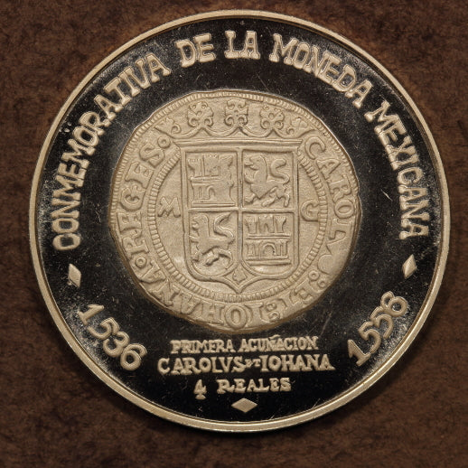 Mexico Silver Medal 1971-Mo "4 Reales 1536-56" BU+