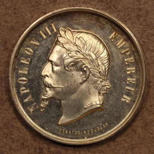France Shooting Medal 1868 "Pontoise" Napoleon III - 34.5mm - 16.5g Silver ChAU