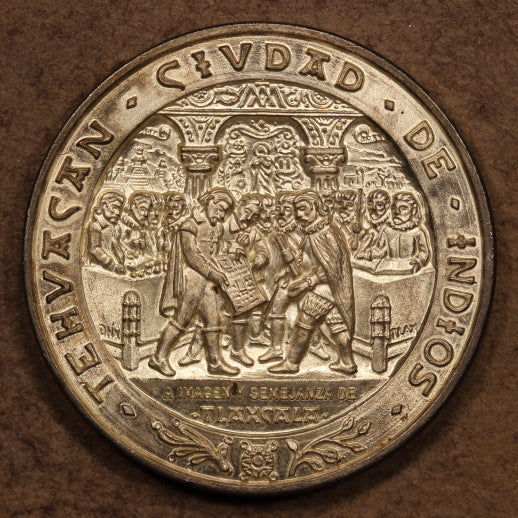 Mexico Tlaxcala Silver Medal 1960 "300 Years Ciudad de Indios" 37.3g 40mm - Unc