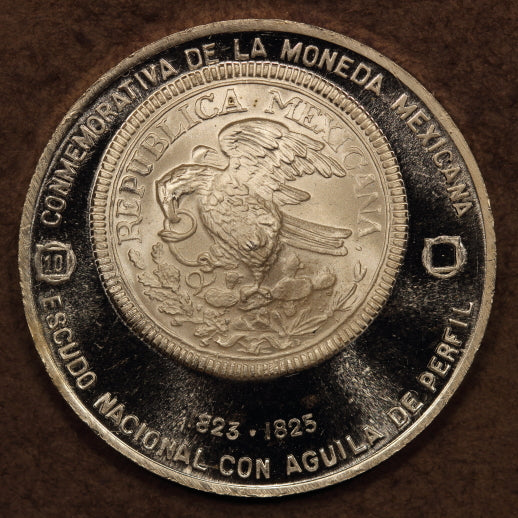 Mexico Silver Medal 1979-Mo "Hook Neck 8 Reales 1823" ChBU