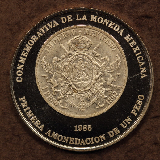 Mexico Silver Medal 1985-Mo "Maximiliano Peso 1867" Proof
