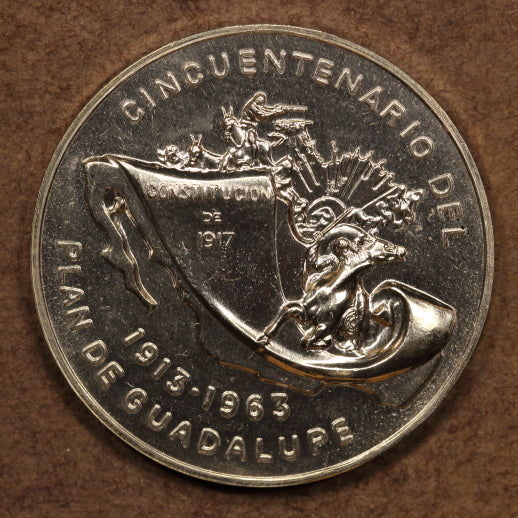 Mexico Silver Medal 1963 "Carranza - Constitution" 29.3g - 40mm - AU