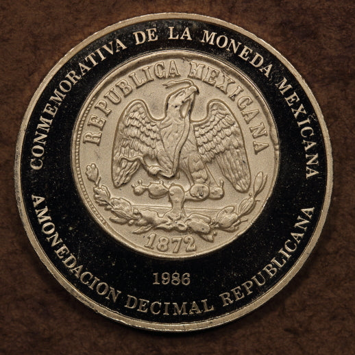 Mexico Silver Medal 1986-Mo "Peso 1872" Proof
