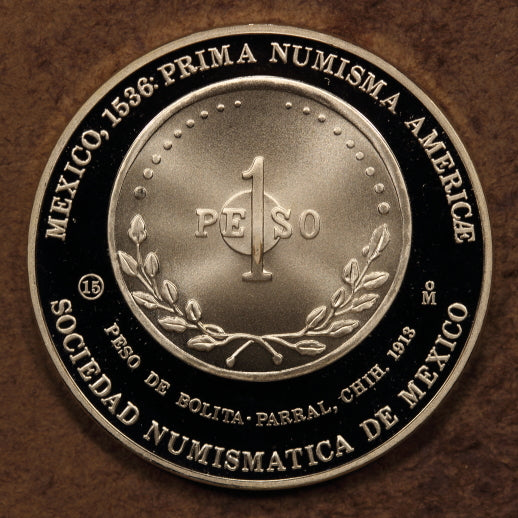 Mexico Silver Medal 1994-Mo "Parral Peso 1913" Proof