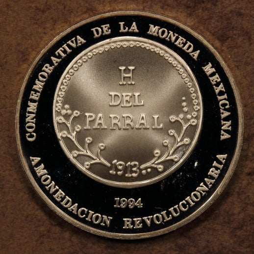 Mexico Silver Medal 1994-Mo "Parral Peso 1913" Proof