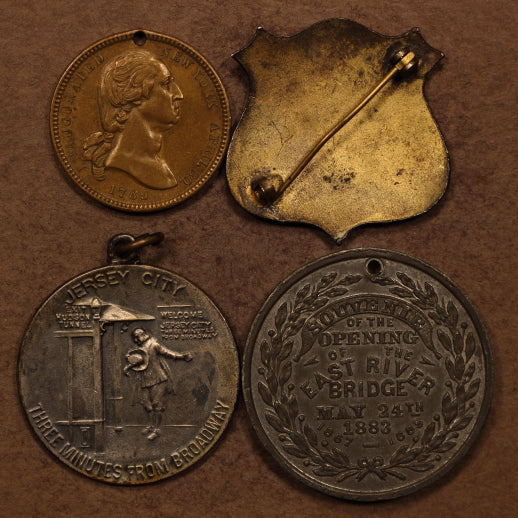 USA NY Infrastruction Bridges/Tunnel 1883-1909 Token-Pendant-Medal-Badge - 4pcs