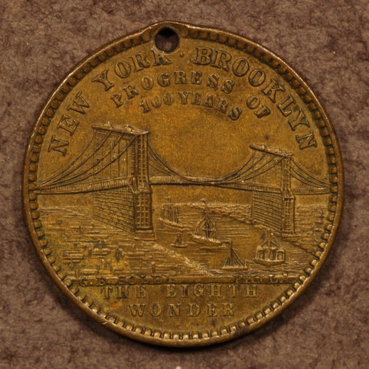 USA NY Infrastruction Bridges/Tunnel 1883-1909 Token-Pendant-Medal-Badge - 4pcs
