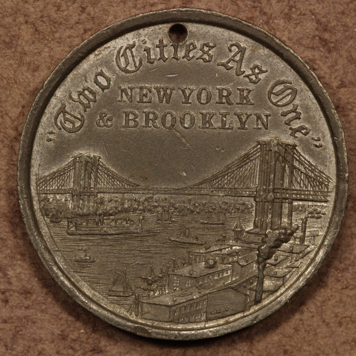 USA NY Infrastruction Bridges/Tunnel 1883-1909 Token-Pendant-Medal-Badge - 4pcs