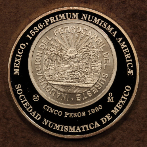 Mexico Silver Medal 1998-Mo "Cinco Pesos - Railroad 1950" Proof
