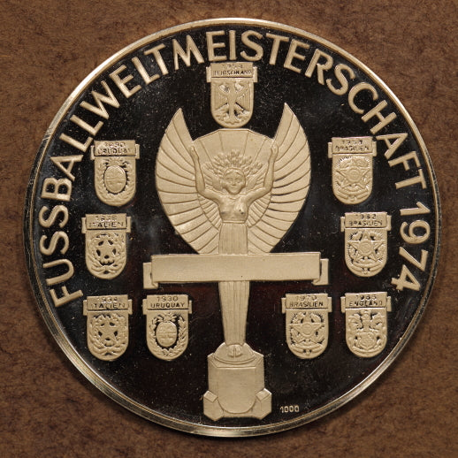 Germany 1974 World Cup Pure Silver Medal "Past Winners-Venues" - 40g - 50mm