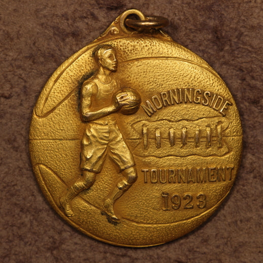 USA 1923 Morningside Basketball Tournament 35mm Gold Filled Medal AU