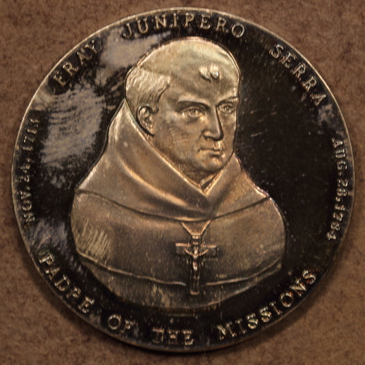 USA "El Camino Real" Padre Junipero Serra (c1970s) Proof 42mm Fine Silver Proof