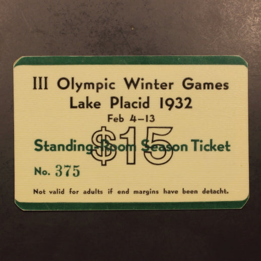 USA - Olympic Winter Games 1932 Lake Placid - Standing Room Season Ticket