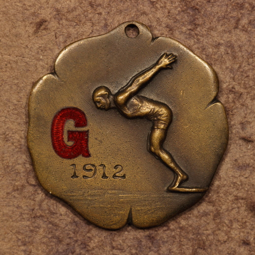 Watersports Competition Award Bronze Medal - Canoe Tilting - "Red G" - 1912 - EF