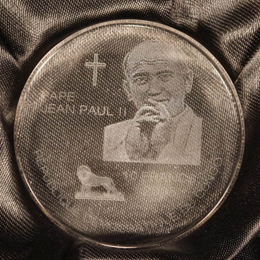 Congo Dem Rep Acrylique 10 Francs 2005 Pope John Paul II Mtg:1000 Orig Box Cert