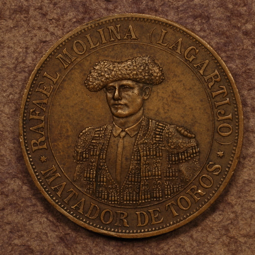 Spain 1891 Matado Rafael Molina "La Gartijo" Bronze 33.5mm - Original AU