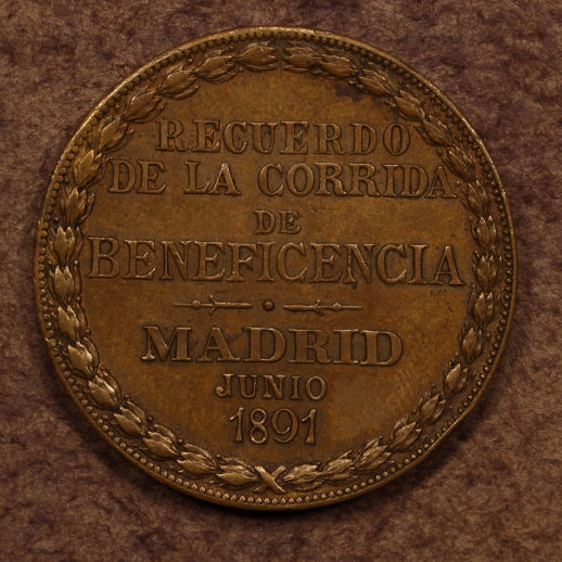 Spain 1891 Matado Rafael Molina "La Gartijo" Bronze 33.5mm - Original AU