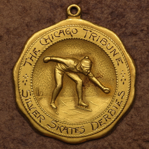Chicago Tribune 1921 Silver Skates Derbies - Gold Plated - 36mm - Engraved ChAU