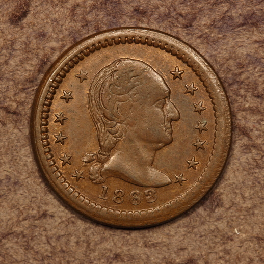Civil War Token 1863 "Washington - Flag & Shield" Bronze - Uncirculated